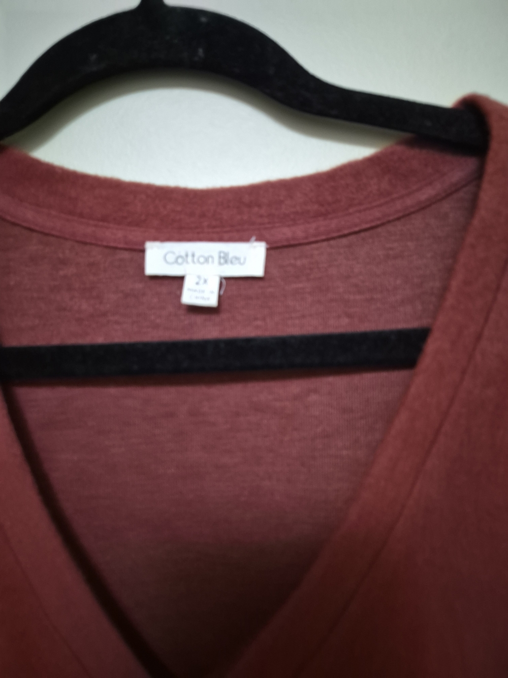 Cotton Bleu Women's V-Neck Top — Brick Red